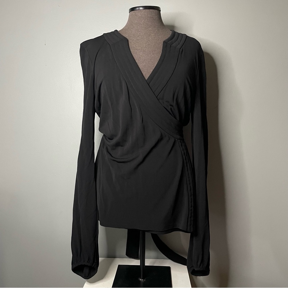 Aritzia Babaton Black Wrap Blouse Large